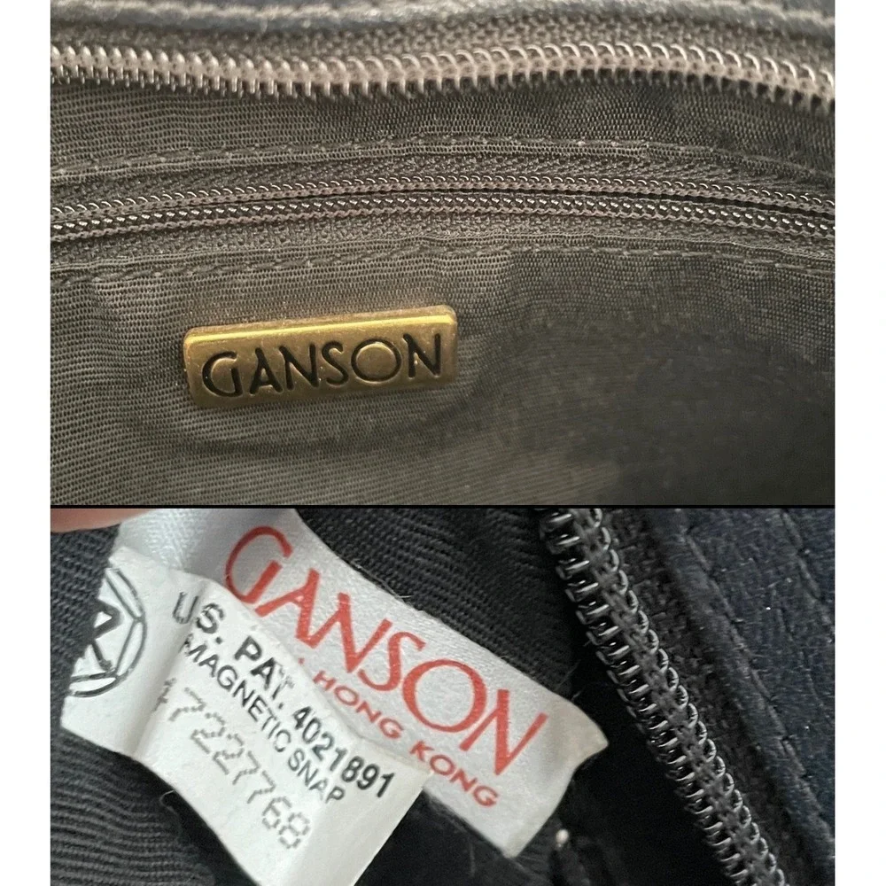 Vintage Ganson Black Leather Crossbody Bag Gold Hardware Hong Kong Classic